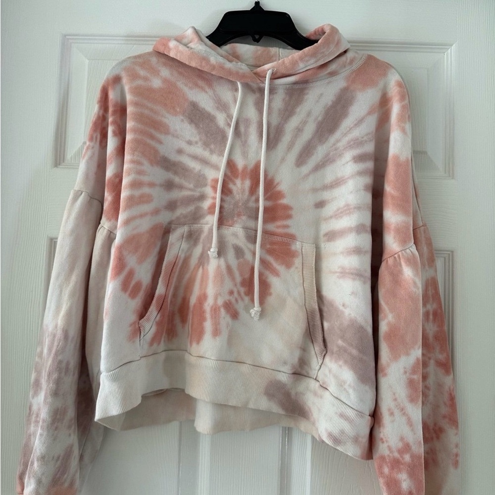 Lucky Brand Tie-Dye Hoodie - Coral and Cream